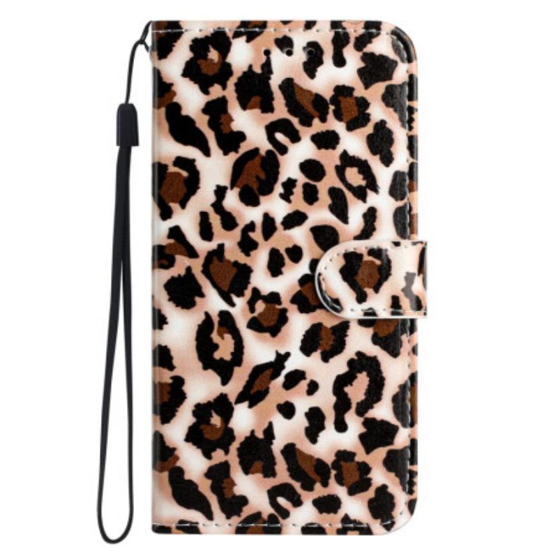 Θήκη Flip Google Pixel 7A με κορδονι Strappy Leopard Print